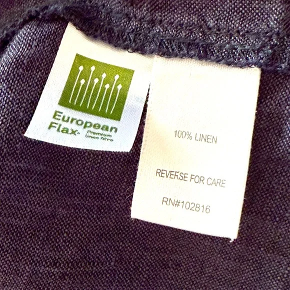 Women's Dark Blue Linen Button-Up Top from Garnet Hill. Size XL. - Picture 7 of 8